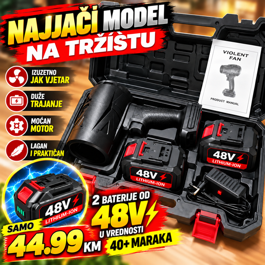 Aku Fen za Duvanje i Sušenje + 2 baterije po 48V